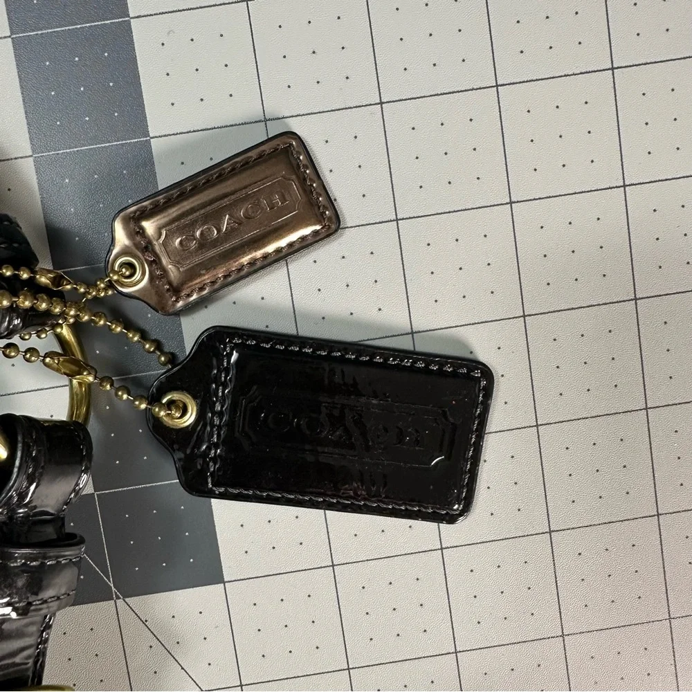 Coach Black Leather Tote with Gold Accents - Picture 7 of 8